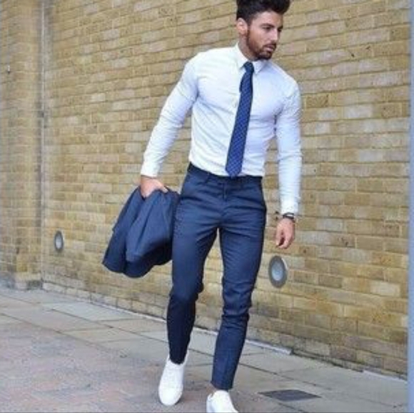 Beau Brummell Vintage Blue Skinny Polka Dot Tie Dandyism Dandy Style Palm Beach - Picture 2 of 15